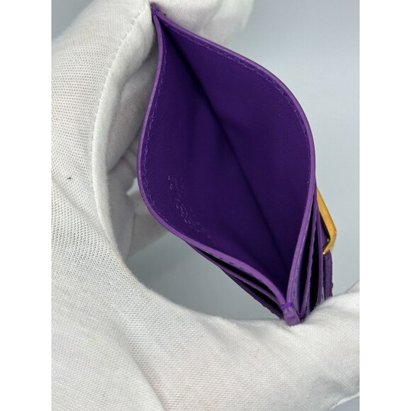 Versace Purple Leather Card Holder With Gold Medusa Logo - Picture 5 of 6
